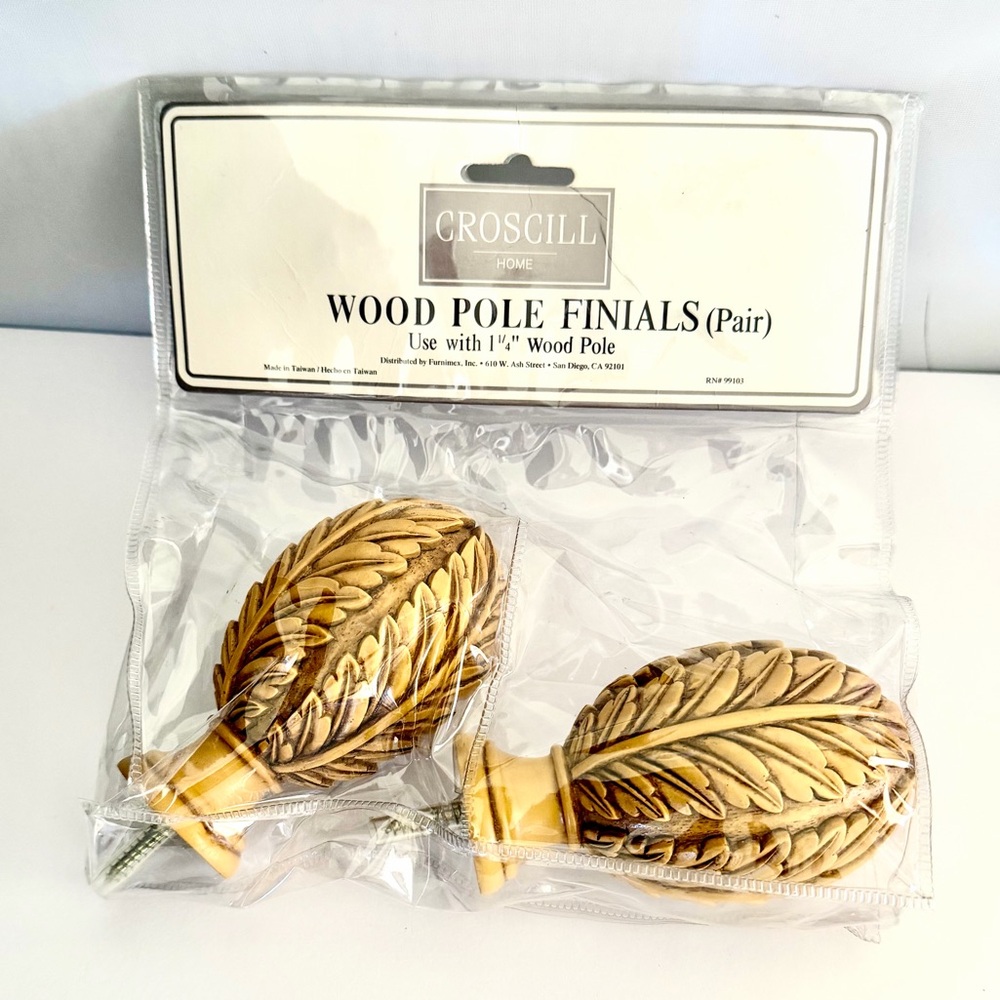 Pair CROSCILL HOME Wood Pole Finals Finials 1 1/4” Vintage NIP
